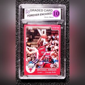 Michael Jordan Chicago Bulls Vintage Autograph Basketball Rookie Card Graded 10
